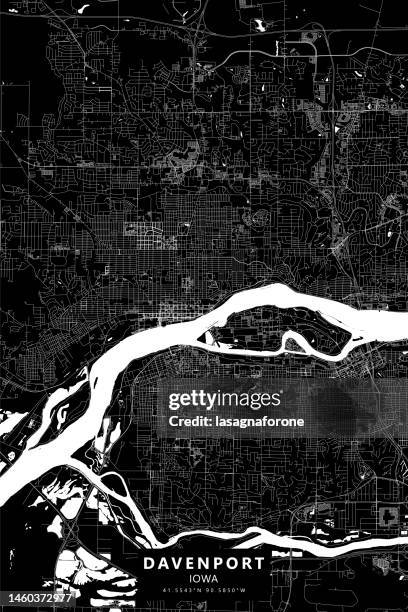 davenport, iowa, usa vector map - moline illinois stock illustrations