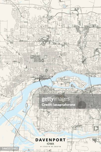 davenport, iowa, usa vector map - moline illinois stock illustrations