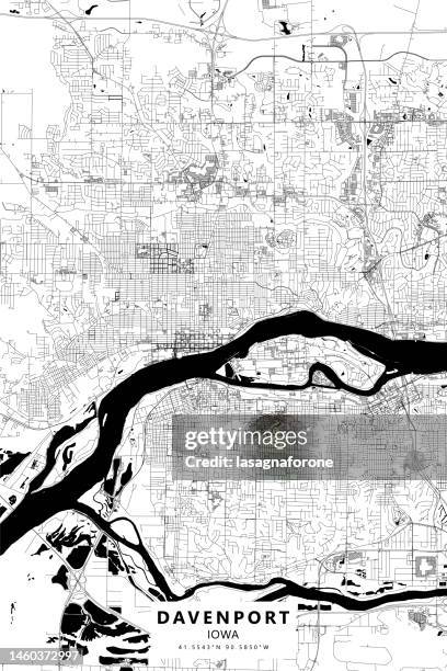 davenport, iowa, usa vector map - moline illinois stock illustrations