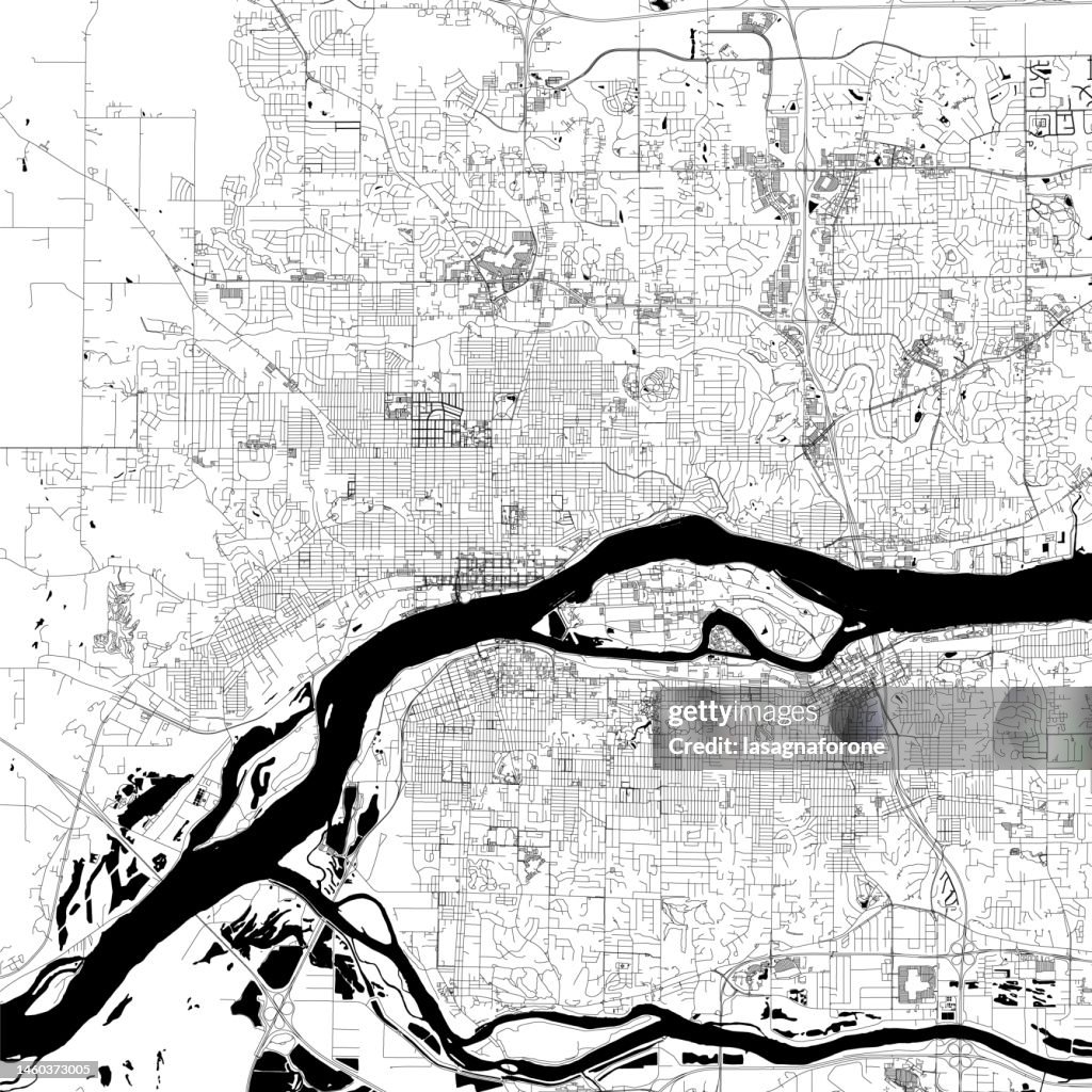 Davenport, Iowa, USA Vector Map