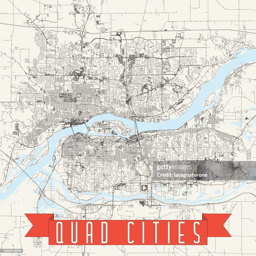 Quad Cities, Iowa / Illinois USA Vector Map