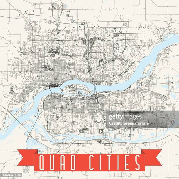 quad cities, iowa / illinois usa vector map - moline illinois stock illustrations