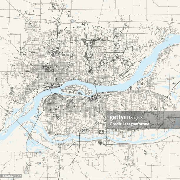 quad cities, iowa / illinois usa vector map - davenport iowa stock illustrations