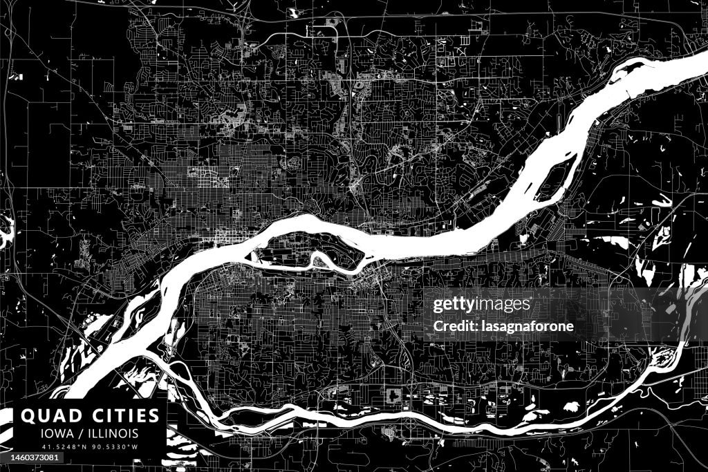 Quad Cities, Iowa / Illinois USA Vector Map