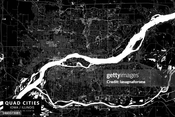 quad cities, iowa / illinois usa vector map - mississippi 幅插畫檔、美工圖案、卡通及圖標