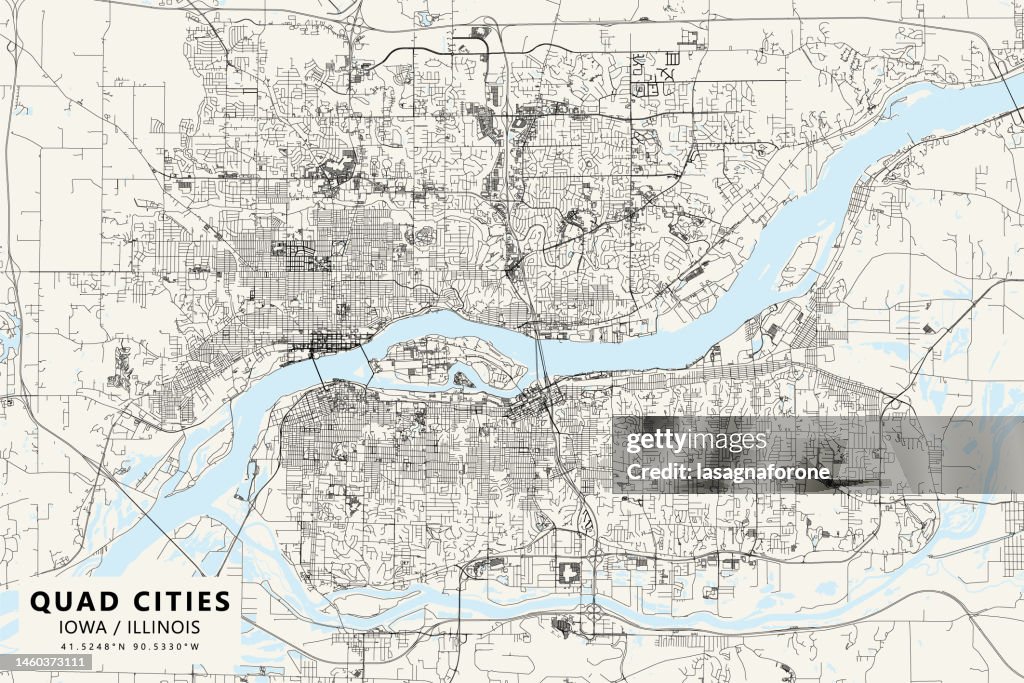 Quad Cities, Iowa / Illinois USA Vector Map