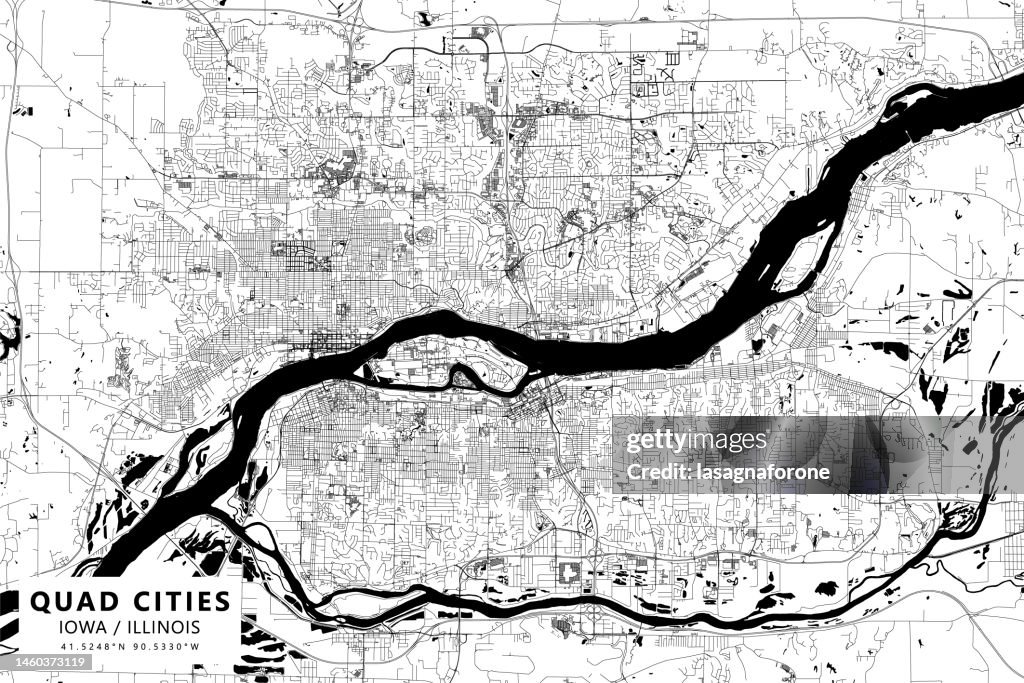 Quad Cities, Iowa / Illinois USA Vector Map