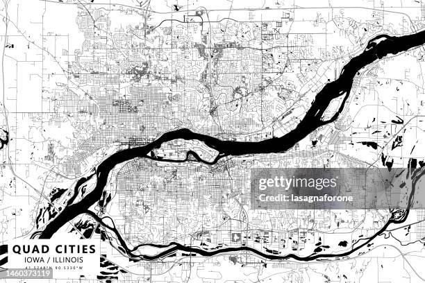 quad cities, iowa / illinois usa vector map - moline illinois stock illustrations