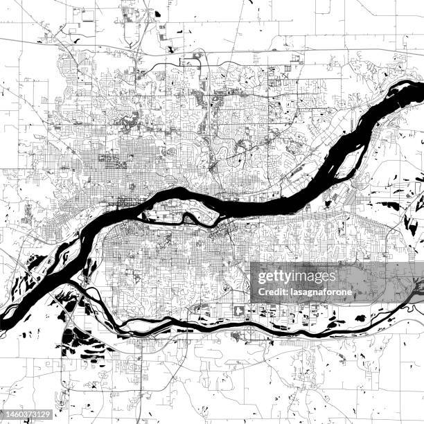 stockillustraties, clipart, cartoons en iconen met quad cities, iowa / illinois usa vector map - iowa