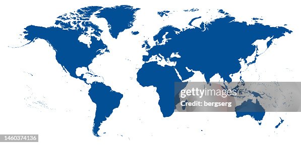 Large Blue Map High Detailed Blue World Map Vector Isolated On White Background High ...