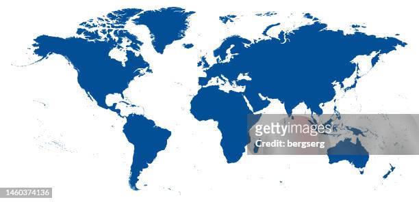 high detailed blue world map vector isolated on white background - map of north africa stock illustrations