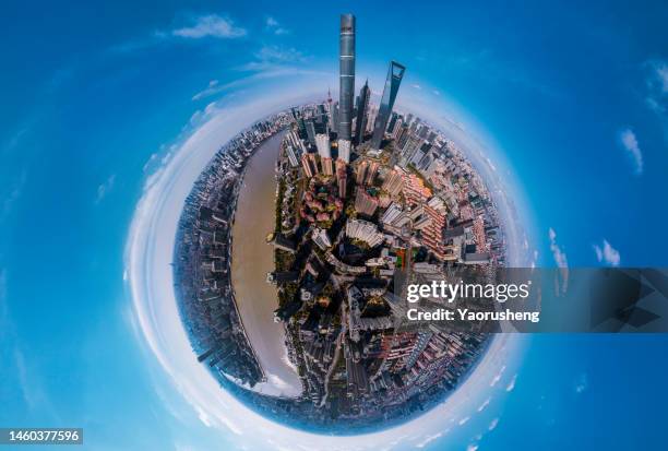 shanghai skyline,plant view - 360 view stock pictures, royalty-free photos & images