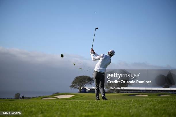 Lanto Griffin of the United States plays his shot on the 14th hole during the final round of the Farmers Insurance Open on the South Course of Torrey...