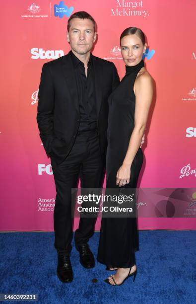 Sam Worthington and Lara Worthington attend the G'Day USA Arts Gala at Skirball Cultural Center on January 28, 2023 in Los Angeles, California.