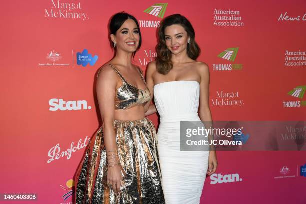 Katy Perry and Miranda Kerr attend the G'Day USA Arts Gala at Skirball Cultural Center on January 28, 2023 in Los Angeles, California.