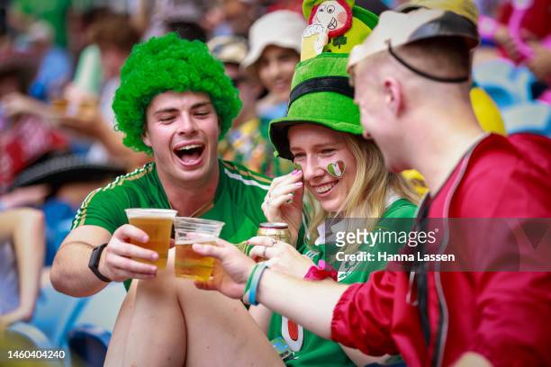 Fans react during the2023 Sydney Sevens match between at Allianz Stadium on January 29, 2023 in Sydney, Australia.