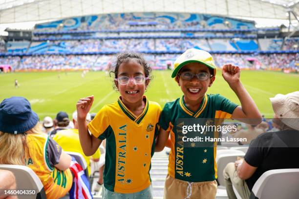 Fans react during the2023 Sydney Sevens match between at Allianz Stadium on January 29, 2023 in Sydney, Australia.