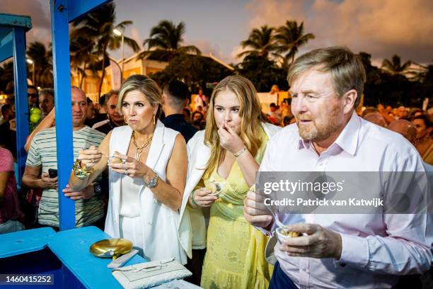 Queen Maxima of The Netherlands, Princess Amalia of The Netherlands and King Willem-Alexander of The Netherlands visit the Taste of Bonaire festival...