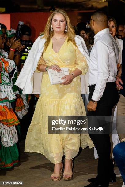 Princess Amalia of The Netherlands visits the Taste of Bonaire festival during the Dutch Royal Family Tour Of The Dutch Caribbean Islands Day Two on...