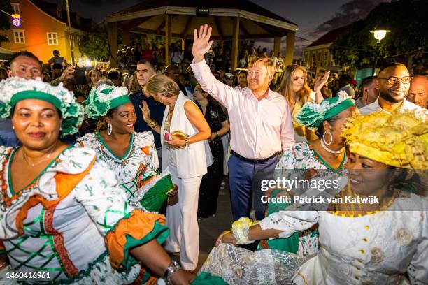 Queen Maxima of The Netherlands, King Willem-Alexander of The Netherlands and Princess Amalia of The Netherlands visit a windsurfing demonstration at...