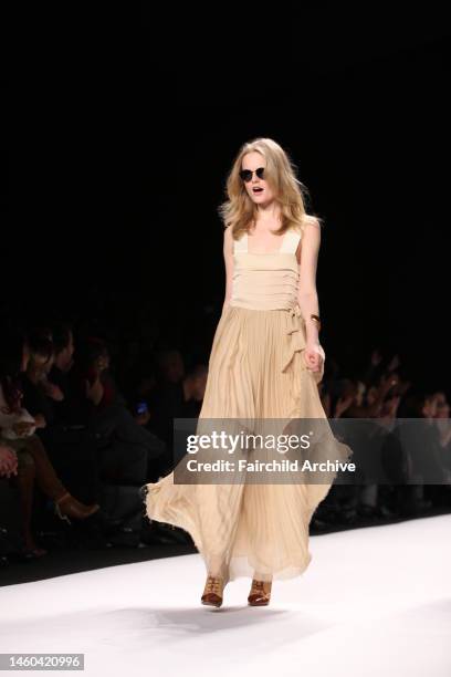 Model Hanne Gaby Odiele on the runway at Fashion For Relief's Haiti benefit show at Bryant Park's Tent.