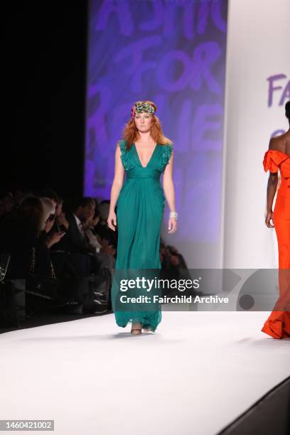 Model Maggie Rizer on the runway at Fashion For Relief's Haiti benefit show at Bryant Park's Tent.