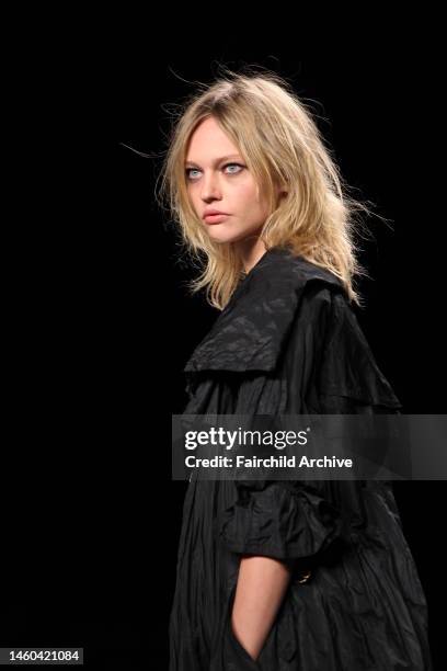 Model Sasha Pivarova on the runway at Fashion For Relief's Haiti benefit show at Bryant Park's Tent.