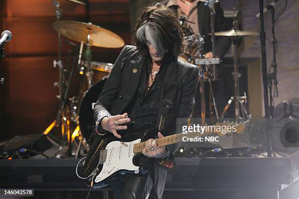 Episode 4187 -- Pictured: Musical guest Joe Perry performs on January 30, 2012