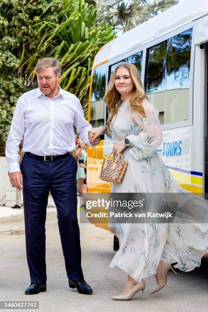 King Willem-Alexander of The Netherlands, Queen Maxima of The Netherlands and Princess Amalia of The Netherlands visit cultural park Mangazina die...
