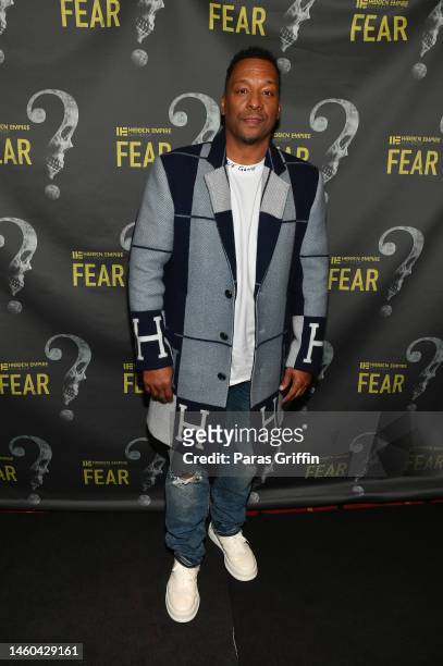 Deon Taylor attends the Atlanta premiere of "Fear" at AMC Phipps Plaza on January 28, 2023 in Atlanta, Georgia.