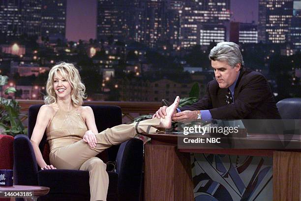 Episode 1722 -- Pictured: Actress Heather Locklear during an interview with host Jay Leno on November 19, 1999