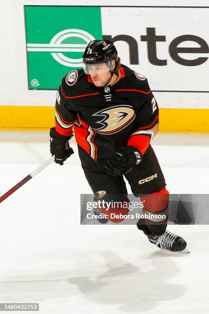 Nathan Beaulieu of the Anaheim Ducks skates on the ice during the third period against the Arizona Coyotes at Honda Center on January 28, 2023 in...