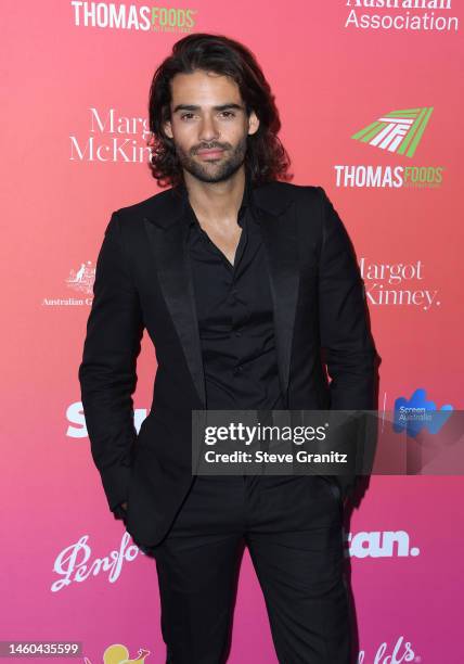 Renal Pacheco arrives at the G'Day USA Arts Gala at Skirball Cultural Center on January 28, 2023 in Los Angeles, California.