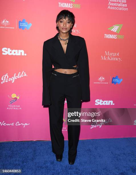 Sophie Wilde arrives at the G'Day USA Arts Gala at Skirball Cultural Center on January 28, 2023 in Los Angeles, California.