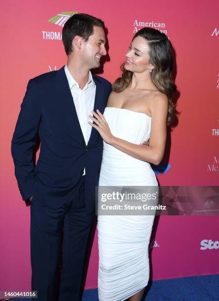 Evan Spiegel and Miranda Kerr arrives at the G'Day USA Arts Gala at Skirball Cultural Center on January 28, 2023 in Los Angeles, California.