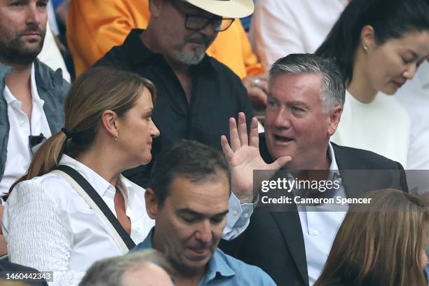 Eddie McGuire looks on ahead of the Men’s Singles Final between Stefanos Tsitsipas of Greece and Novak Djokovic of Serbia during day 14 of the 2023...