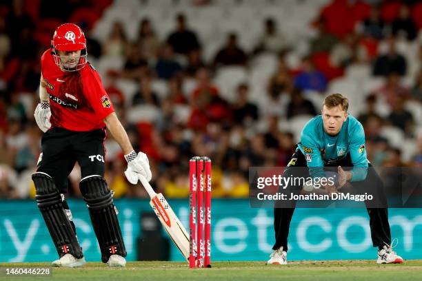 Matt Kuhnemann of the Heat in action during the Men's Big Bash League match between the Melbourne Renegades and the Brisbane Heat at Marvel Stadium,...