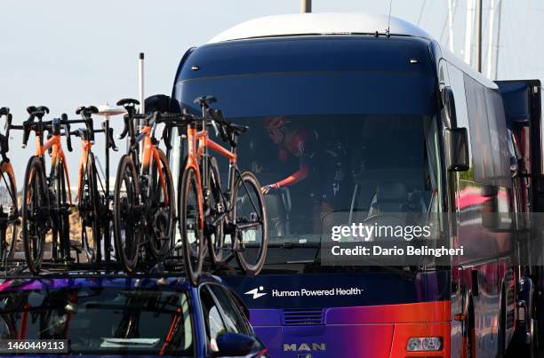 Felt Bike and bus of Team Human Powered Health prior to the 32nd Challenge Ciclista Mallorca 2023 - Trofeo Playa de Palma a 141,6km one day race from...