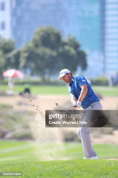 Bernd Wiesberger of Austria plays their second shot on the 2nd hole during the Third Round on Day Four of the Hero Dubai Desert Classic at Emirates...