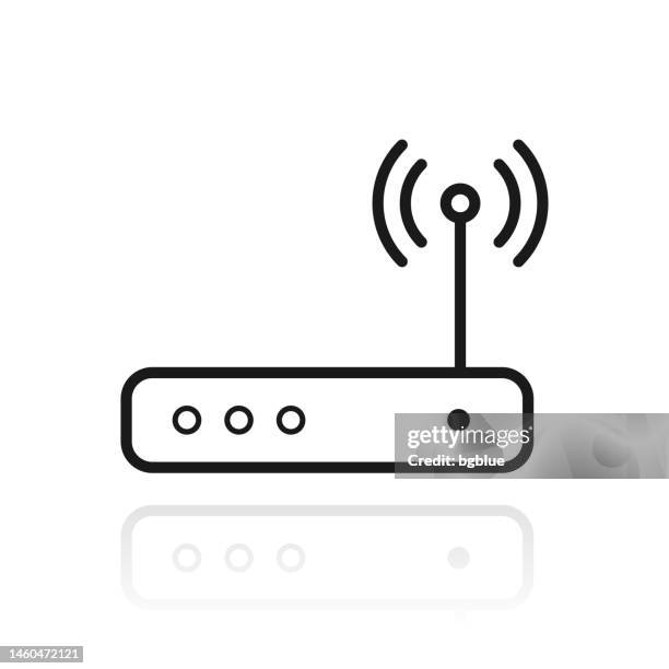 wifi router. icon with reflection on white background - electrical box stock illustrations