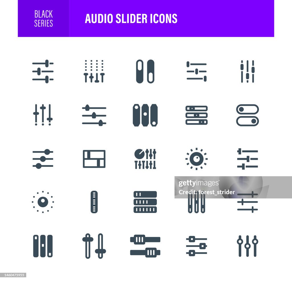 Audio Slider Icons Black Set