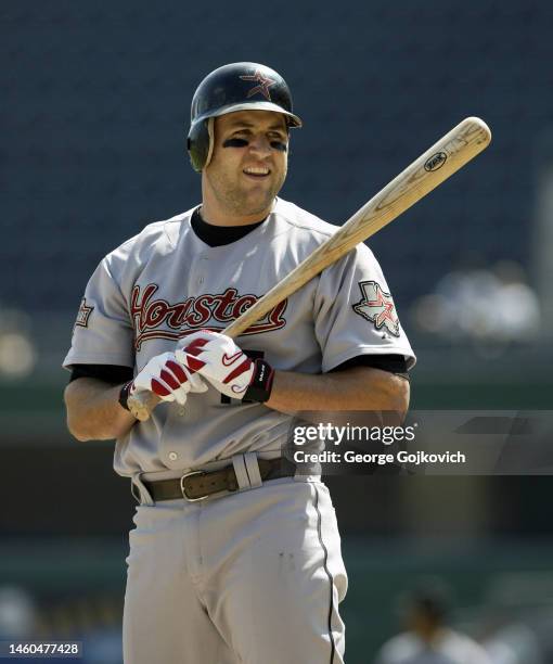 Lance Berkman of the Houston Astros looks on from the field before batting against the Pittsburgh Pirates during a game at PNC Park on September 11,...