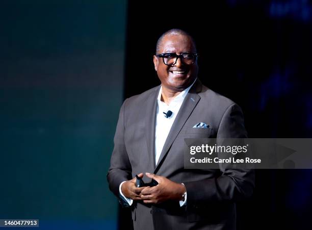 Mathew Knowles speaks on stage during TSP Game Plan 2023 at The Hotel at Avalon on January 28, 2023 in Alpharetta, Georgia.