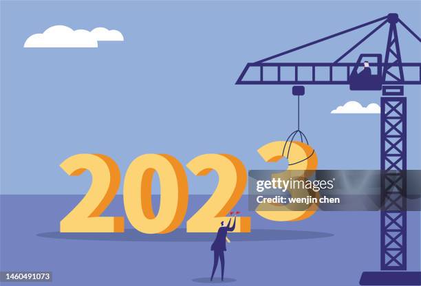 2023 kaufmann leitet krananlage 2023 - safety cartoon images stock-grafiken, -clipart, -cartoons und -symbole