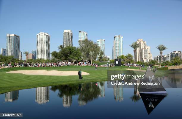 General view across the 13th green during the Third Round on Day Four of the Hero Dubai Desert Classic at Emirates Golf Club on January 29, 2023 in...