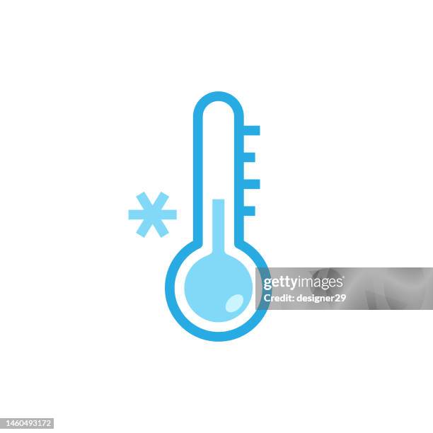 stockillustraties, clipart, cartoons en iconen met cold weather thermometer icon. - thermometer