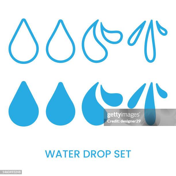water drop icon set flat design on white background. - splash stock illustrations