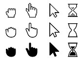 Set of flat cursor icons, different mouse sign  stock vector