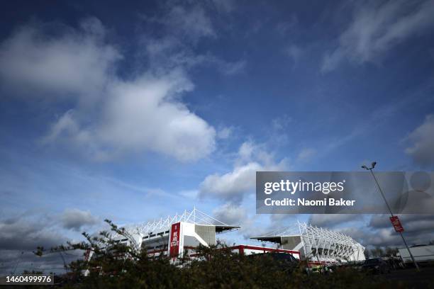 General view outside the stadium prior to the Emirates FA Cup Fourth Round between Stoke City and Stevenage at Bet365 Stadium on January 29, 2023 in...