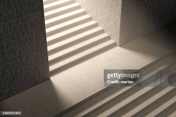 3d rendering,basement staircase - concrete stairs stock pictures, royalty-free photos & images